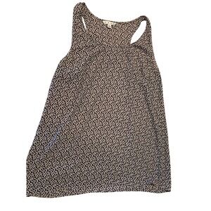 Cabi Women's Tank Top Large Black & Beige Animal Print Sleeveless Blouse